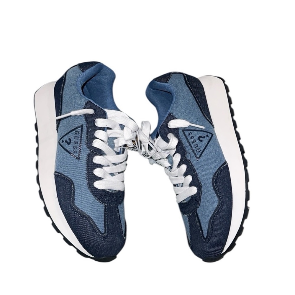 Guess Two-Tone Denim Sneakers in Light Blue and Dark Blue